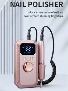 Portable Rechargeable Electric Nail Drill Machine, LED Display Nail Polisher Set With Multiple Grinding Heads, Forward & Reverse Rotation, Manicure Pedicure Nail Art Tools For Home & Salon Use - A - View 7