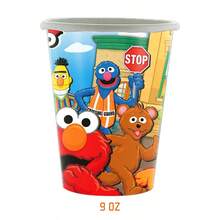 Panini Cartoon Sesame Street Disposable Tableware Set, Paper Plates, Cups, Napkins, Tablecloth, Party Gathering Table Decor Supplies - Multicolor - View 5