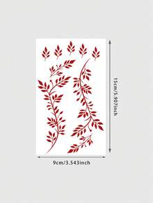 1 Sheet Wine Red Tiny Leaf Branch Temporary Tattoo Sticker, Waterproof Long-Lasting Mini Foliage Fake Tattoo, Body Art Decal For Fingers Hand Wrist Palm - Red - View 6