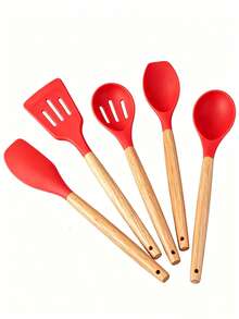 5/12/14/36pcs Kitchen Cooking Utensils Set,Non-Stick Silicone Cooking Kitchen Utensils Spatula Set With Holder, Wooden Handle Silicone Kitchen Gadgets Utensil Set - Multicolor - View 32