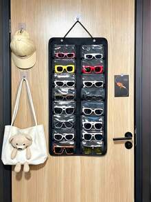 1pc Fashionable Glasses Accessory & Jewelry Storage Bag, Wall-Mounted Glasses Organizer, Perfect Gift For Birthday, Wedding, Party, Colleagues, Friends And Family, Back To School, Foldable, Glasses Storage Hanging Bag, Unisex Gift - Multicolor - View 8