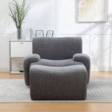 Chenille Armchair With Footrest, Vacuum-Packed With 30D High-Elasticity Foam Padding, No Assembly Required, Ideal For Living Rooms And Small Spaces - Ivory - 灰色 - 查看 8