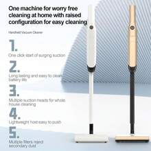 1Pc White Cordless Stick Vacuum Cleaner,50W 7.4V 2000mAh Battery 30Mins Runtime,Below 10KPA Suction Low Noise 36-45dB Dry Dust Bin Handheld Vacuum With Flat Nozzle,Lightweight Dust Cleaner For Home Car Hard Floor Pet Hair Cleaning - White - View 7
