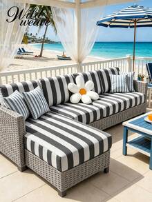 1pc Striped Print Milk Silk Sofa Cushion Cover, High Elasticity Dust-Proof Stain-Resistant Removable Washable All-Season Sofa Protector, Suitable For Patio, Garden, Poolside And Multiple Occasions, Single Piece Sold Not Set - Multicolor - View 6