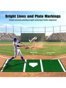 10ft X 3ft Softball Pitching Mat With Artificial Turf Indoor And Outdoor Training Aid For Pitching Practice -Green - as Pic - View 3