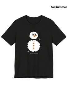 2026Spring And Summer New"Don't Cry"Snowman Letter Print Women's Short Sleeve Round Neck T Shirt - 黑色 - 查看 1