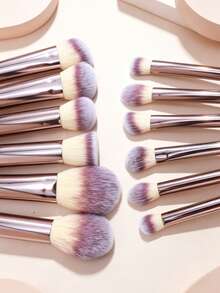 12Pcs Professional Makeup Brush Set, Soft Fluffy Synthetic Brushes For Powder Blush Concealer Eyeshadow Full Face Make Up Tools - Multicolor - View 4