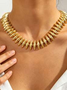 European And American Fashion Elegant Vintage Crescent Moon Bullet-Shaped Geometric Necklace, Suitable For Party And Banquet Wear, Gift For Friends - Gold - View 1