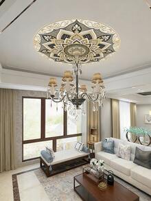 2 Pcs/Set Creative Ceiling Pendant Light Decorative Wall Stickers, High-End Hotel Lobby Ceiling & Floor Round Mosaic Stickers, 3 Sizes Available - 2pcs - View 5