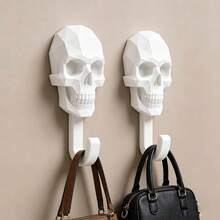 2/4 Peças Ganchos de Parede em Estilo Gótico com Cabeça de Caveira, Design Realista de Relevo Majestoso e Misterioso, Ganchos para Pendurar Chaves, Bolsas, Chapéus e Lenços, Adequado para Entrada, Banheiro e Quarto. - A - Visão 5