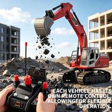 Remote Control Excavator Toy With Dump Truck Loading, Rotating Function, Battery Operated, Boys Remote Control Toy With Lights And Sound Effects, High-Quality Construction Vehicle Toy Gift, Suitable For Children 6 Years And Older - Multicolor - View 2
