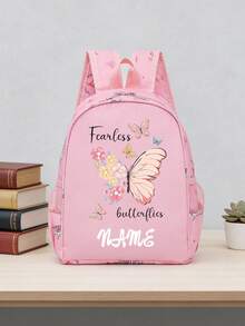 1pc Personalized Back To School Backpack, Casual Cute Butterfly Heart Print, Zipper Closure Nylon Material, Adjustable Shoulder Straps, Hand-Carryable, Suitable For School, Commuting, Shopping, Daily Use. Birthday Gift. - Multicolor - View 21