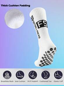 10 Pairs Men's Football Socks, Anti-Slip Grip Pads, Suitable For Football, Basketball And Other Sports, Socks With Anti-Slip Pads. - Multicolor - View 3