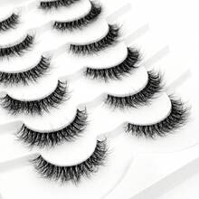 6對3D仿貂毛條狀假睫毛 輕盈貓眼款 透明睫毛梗 豐盈自然接睫效果 可重複使用 日常假睫毛 - 白色 - 查看 4