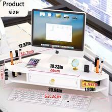 Corner Computer Riser With Drawer Storage Box. Triangular Design, Desktop Monitor Stand For Office Use. Modern And Minimalist, Multifunctional Storage Suitable For Home Or Office - View 3