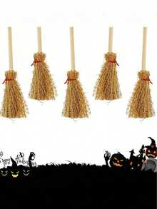20/10/1 pieza Mini escoba de bruja decorativa, decoración para fiesta de Halloween, adorno colgante de mini escoba de bruja, accesorio mini de Halloween, accesorio para fiesta de cosplay, decoración colgante para árbol de Navidad, decoración del hogar - Multicolor - Ver 10