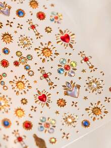 1PC Retro Luxury Jewelry Nail Stickers, 5D Exquisite And Versatile Nail Accessories, Nail Decoration Components, Handmade Nail Stickers, Nail Tips, Nail Parts, The Best Nail Products For Girls And Women, Summer Nail Tips, Simple Nail Techniques - Multicolor - View 9