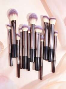 12Pcs Professional Makeup Brush Set, Soft Fluffy Synthetic Brushes For Powder Blush Concealer Eyeshadow Full Face Make Up Tools - Multicolor - View 11