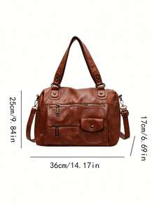 This Large Capacity Tote Bag Features Multiple Zipper Pockets On The Front. Its Spacious Interior Can Accommodate Books And Travel Essentials, Making It An Ideal Choice For Commuters And Students For Daily Commuting, Short Trips, And Shopping. It Is Versatile, Easy To Match With Other Items, And Highly Practical. - Brown - View 4