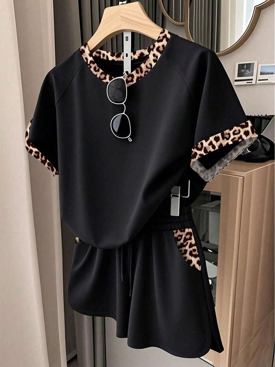 Resyla Women's T-Shirt And Shorts Set, Solid Yellow, Summer Casual Wear, Graphic Design, Stylish, Versatile, For Daily Wear, Outdoor Activities, Shopping, Travel UQVO - 多色 7 - 查看 1
