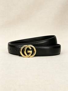 43 Inch Women's PU Faux Leather Decorative Thin Waist Belt With Gold Metal Buckle, Versatile For Commuting, Suits, Dresses, Wide Leg Pants, Available In Black / Brown / Burgundy / Beige - Multicolor - View 12