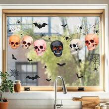 1pc Halloween Theme Static Cling Window Sticker, PVC Double-Sided Colorful Static Adsorption, Removable And Reusable, Cute Skull Ghost Bat Pumpkin Pattern Design, Suitable For Living Room, Bedroom, Bathroom, Kitchen Glass Sliding Door Decoration Sticker, Halloween Party Decoration - Multicolor - View 3