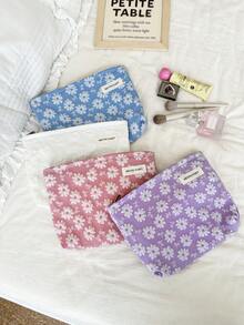 MEYOU FAIRY AGG, Bolsa de cosméticos de gran tamaño fresca y minimalista para mujeres, bolsa con forro interior, neceser de viaje portátil, bolso de mano, bolsa versátil para almacenamiento de productos de cuidado de la piel, organizador de productos de higiene femenina, regalo para mamá o novia, estuche de bolígrafos para estudiantes - Multicolor - Ver 5