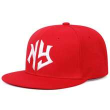 1 Sombrero Informal De Protección Solar Ajustable Para Exteriores Con Bordado Geométrico Estilo Hip Hop Para Hombre, Primavera/otoño - Rojo - Ver 7