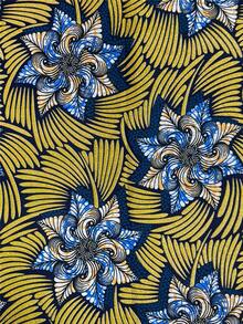 Black Gold Blue Glitter African Wax Print Fabric, Authentic Dutch Ankara Cloth, Spiral Floral Palm Leaf Pattern, Vibrant Printed Textile, Suitable For African Traditional Dresses, Headwraps, Skirts, Home Decor, Table Runners, Party Outfits And DIY Sewing - Multicolor - View 7