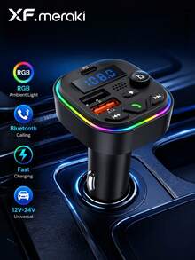 XF.Meraki 藍牙車充，RGB 氛圍燈，3 埠快充，USB-C 充電器，內建麥克風，適用音樂/通話/導航，藍牙 5.3 自動重連，雙藍牙/USB 模式，汽車配件 - FM藍牙發射器 - 查看 11