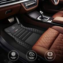 2PCS/4pcs Wear-Resistant And Dust-Proof Car Mat Set, Upper Protection Floor Mat With Retro Print, Easy To Clean Universal Car Foot Mats - A - View 4