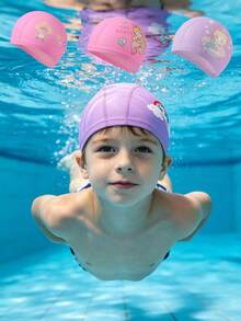 Children's Swimming Cap, Soft Silicone Material, Waterproof Anti-Slip High Elasticity, Suitable For 3-14 Years Old Boys And Girls, First Day Of School - Multicolor - View 5