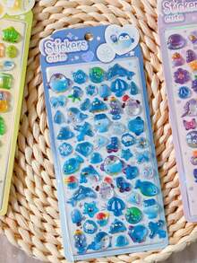 Pegatinas de Burbujas de Dibujos Animados 3D en Relieve Niña Linda Decoración DIY Divertida Adhesiva Pegatinas de Cristal de Strass Suministros de Manualidades para Niños - Multicolor - Ver 13