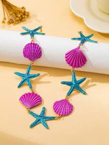 1pc Fashion Starfish & Shell Faux Pearl Waist Chain, Suitable For Women Beach Resort Wear - Yellow Gold - View 9