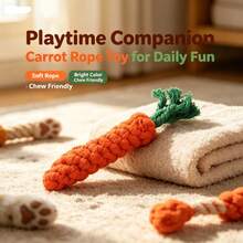 1pc Knotted Carrot Dog Chew Toy, Suitable For Boredom Relief And Teeth Grinding For Dogs At Home - Orange - View 3