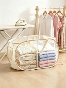 1/2pcs Classic Horizontal Laundry Basket, Hygienic Partition Design, Multi-Functional Basket, Suitable For Storing Clothes And Miscellaneous Items, Applicable For Home, Living Room, Dormitory Or Laundry Room - Multicolor - View 7