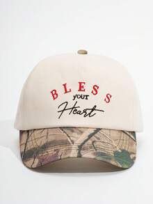 1pc Outdoor Embroidered BLESS Colorblock Baseball Cap, Adjustable Sun Protection Casual Hat, Suitable For Spring/Autumn Travel, Fashionable Versatile Sun Hat For Men, Y2K Style Youth Cap - Baseball Cap - View 16