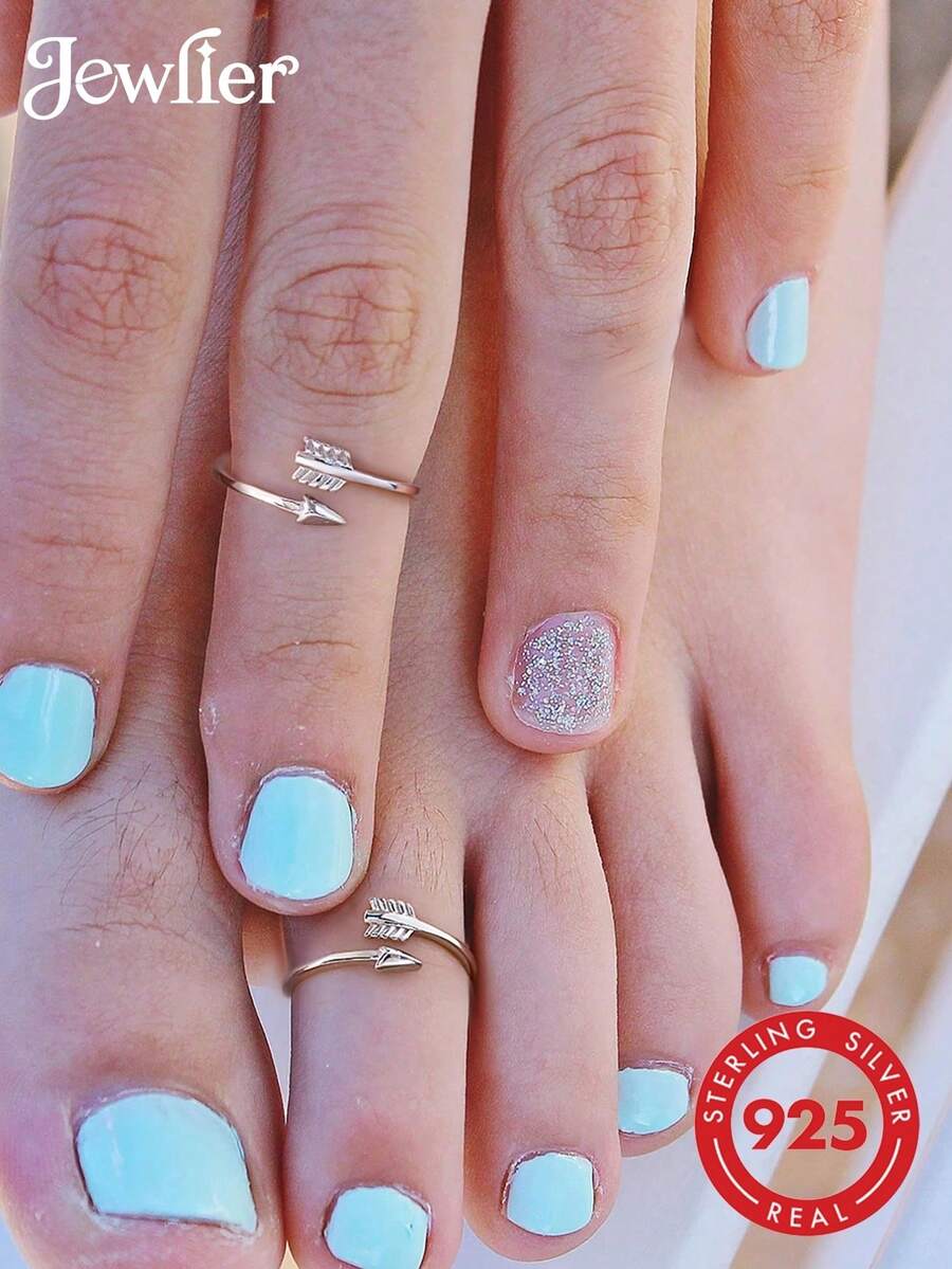 1pc High-End Women's Silver Bow & Arrow Design Toe Ring, Luxury Exquisite Jewelry Gift - Advanced Bow and Arrow - View 1