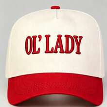 1件女款雙色「OL' LADY」刺繡字母帽,男款可調節帽子,防紫外線遮陽帽,適合休閒穿著、派對、旅行與度假禮物,送給媽媽和愛人的最佳禮物 - 多色 - 查看 5