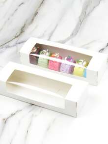 10pcs/20pcs Rectangular Window Macaron Box, Bread Box, Dessert, Donut, Chocolate, Candy Packaging Box, Transparent Window Kraft Paper Cookie, Snowflake Crisp, Nougat, Pastry Gift Packaging Box - View 11