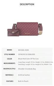 Michael Kors Signature Outlet Collection Women's Shoulder Crossbody Bag 35F4G2VC5O OXBLOOD - 牛血色35F4G2VC5O OXBLOOD - 查看 8