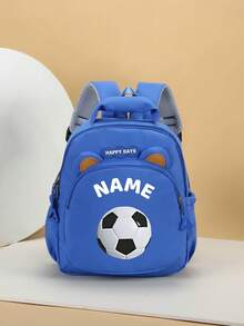 1pc Mini Personalized Bear Backpack For Back To School, Simple Cute Football Print, Zipper Closure, Nylon Material, Adjustable Shoulder Strap, Hand-Carry, Suitable For Classroom, Sports, Shopping, Daily Outings, Birthday Gift - Multicolor - View 21