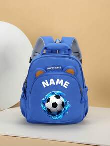 1pc Mini Personalized Bear Backpack For Back To School, Simple Cute Football Print, Zipper Closure, Nylon Material, Adjustable Shoulder Strap, Hand-Carry, Suitable For Classroom, Sports, Shopping, Daily Outings, Birthday Gift - Multicolor - View 25