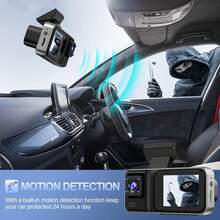 Dash Cam Front And Rear Inside 3 Channel Dashcam For Cars 1080P With 32GB Card Adjustable Lens 3 Ways Triple Camera With Night Vision, G-Sensor, Loop Recording, Parking Monitor - A98 - View 4