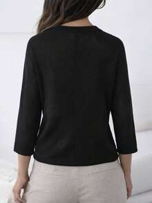 New Arrival Fashion Women's Knit Cardigan Batwing Sleeve Button-Up Jacket For Spring, Autumn And Winter Black Fall - Black - View 2