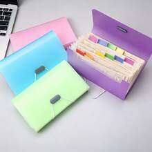 1pc Candy Color A6 Mini 13-Slot Accordion Folder Multi-Layer Document Organizer File Holder - A - View 1