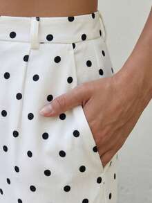 Damen Langhose für Frühling, Sommer und Herbst, lässige modische Polka-Dot-Hose mit weitem Bein, lockerer Passform, gerade geschnittene weite lange Hose im französischen eleganten Stil, geeignet für Shopping, Urlaub, tägliche Pendelfahrten und Schulanfang - Weiss - Übersicht 8