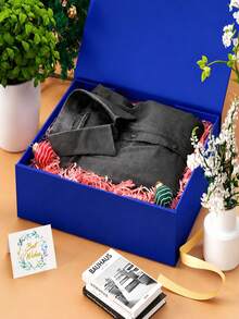 3Pcs Magnetic Gift Boxes With Ribbon, Luxury Reusable Gift Packaging Box For Christmas, Wedding, Birthday, Holiday Party Present Storage (Blue) - Blue - View 3