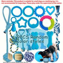9pcs Random Color Dog Chew Toy Set - Braided Rope Knots And TPR Rubber Teeth Cleaning Toys Suitable For Small Dogs, Cute Puppy Ball Interactive Chewing Toys - Multicolor - View 10