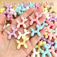 12pcs DIY Cartoon Balloon Dog Pendants, Random Color, Cute Colorful Acrylic Dog Charms, Suitable For Handmade Keychains, Phone Cases - Multicolor - View 6